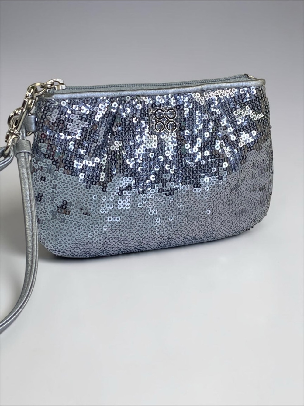 Coach Julia Sequin Silver Wristlet Clutch Special Occasion